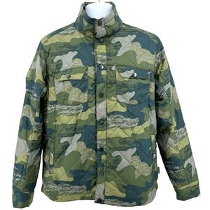 Stio Men's S Thermore Insulated Quilted Jacket Camo Snap Front Puffer Shacket